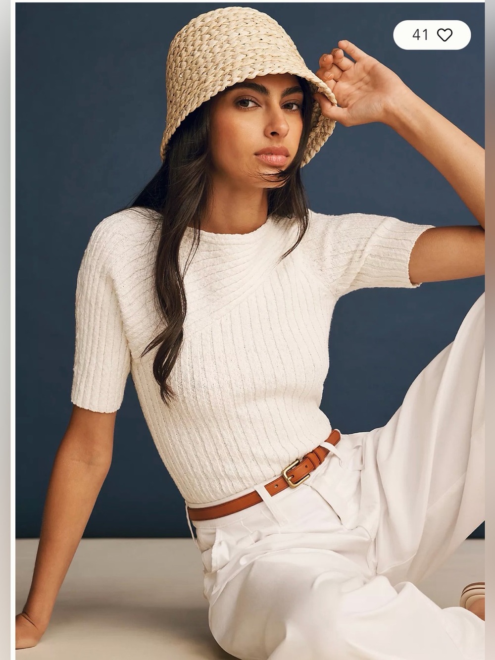 MAEVE by Anthropologie Ribbed Knit T-Shirt - Medium